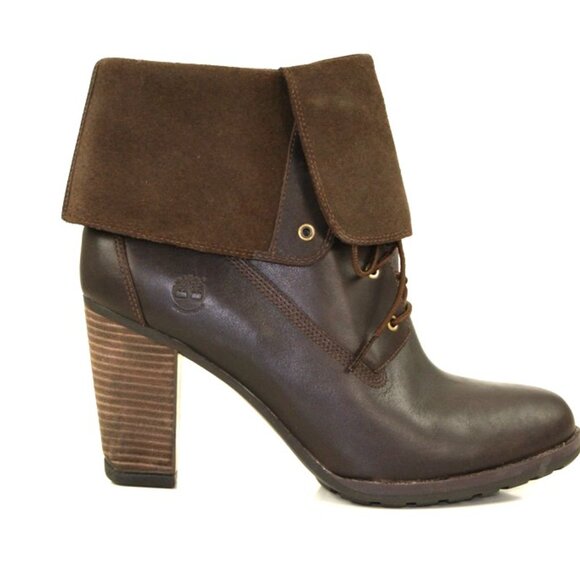 Timberland Women's Stratham Heights Fold Leather Boots Rich Brown - Sz 7.5 (US) - Picture 3 of 12